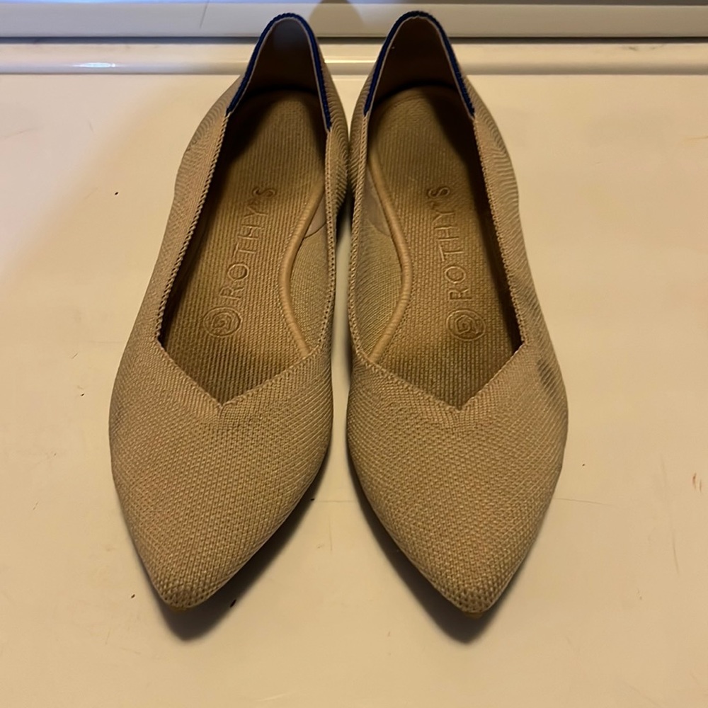 Nude Rothy’s pointed toe flats